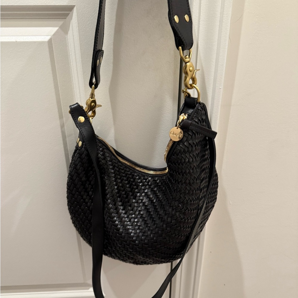 Clare V Chic Black Woven Shoulder Bag